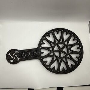 JZH Alphabet Series Cast Iron‎ Antique Trivet Letter G From 1948 Hearts And Star